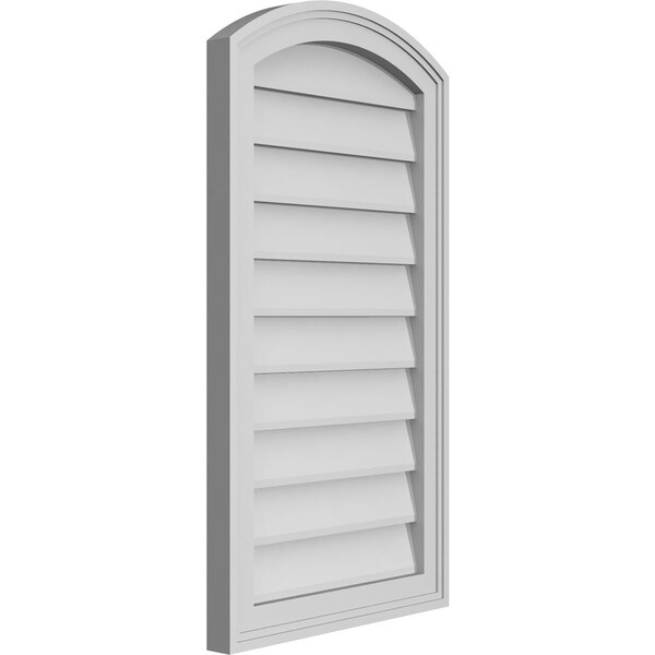 Arch Top Surface Mount PVC Gable Vent: Functional, W/ 2W X 1-1/2P Brickmould Frame, 18W X 32H